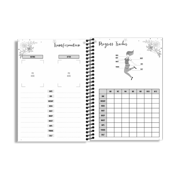 90-Day Fitness Planner and Journal  (Blue Vintage) - Image 3