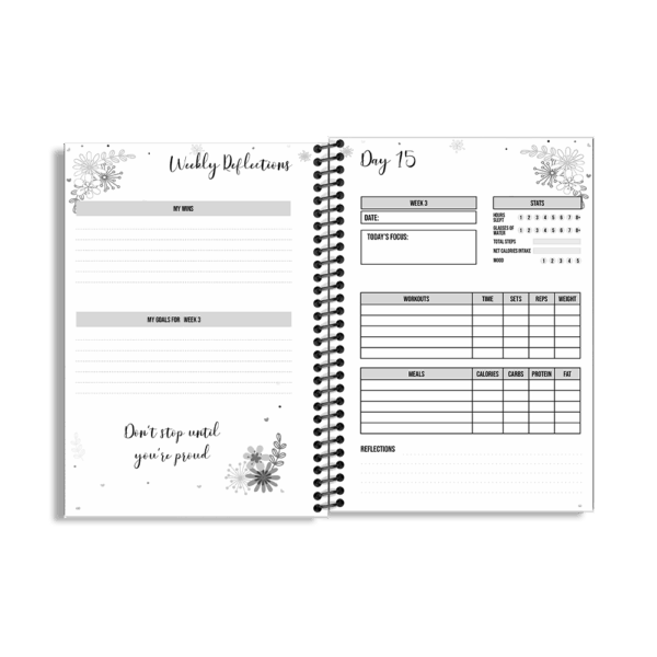 90-Day Fitness Planner and Journal  (Blue Vintage) - Image 8