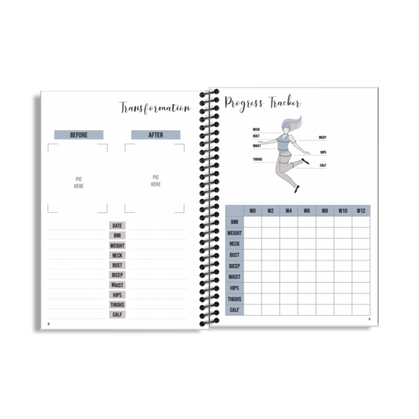 12-Week Fitness Planner and Journal  (Blue) - Image 3