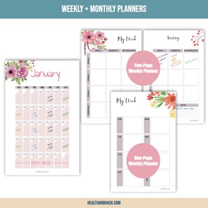 Printable Fitness Planner - Floral Design - Image 6