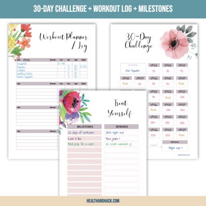 Printable Fitness Planner - Floral Design - Image 7