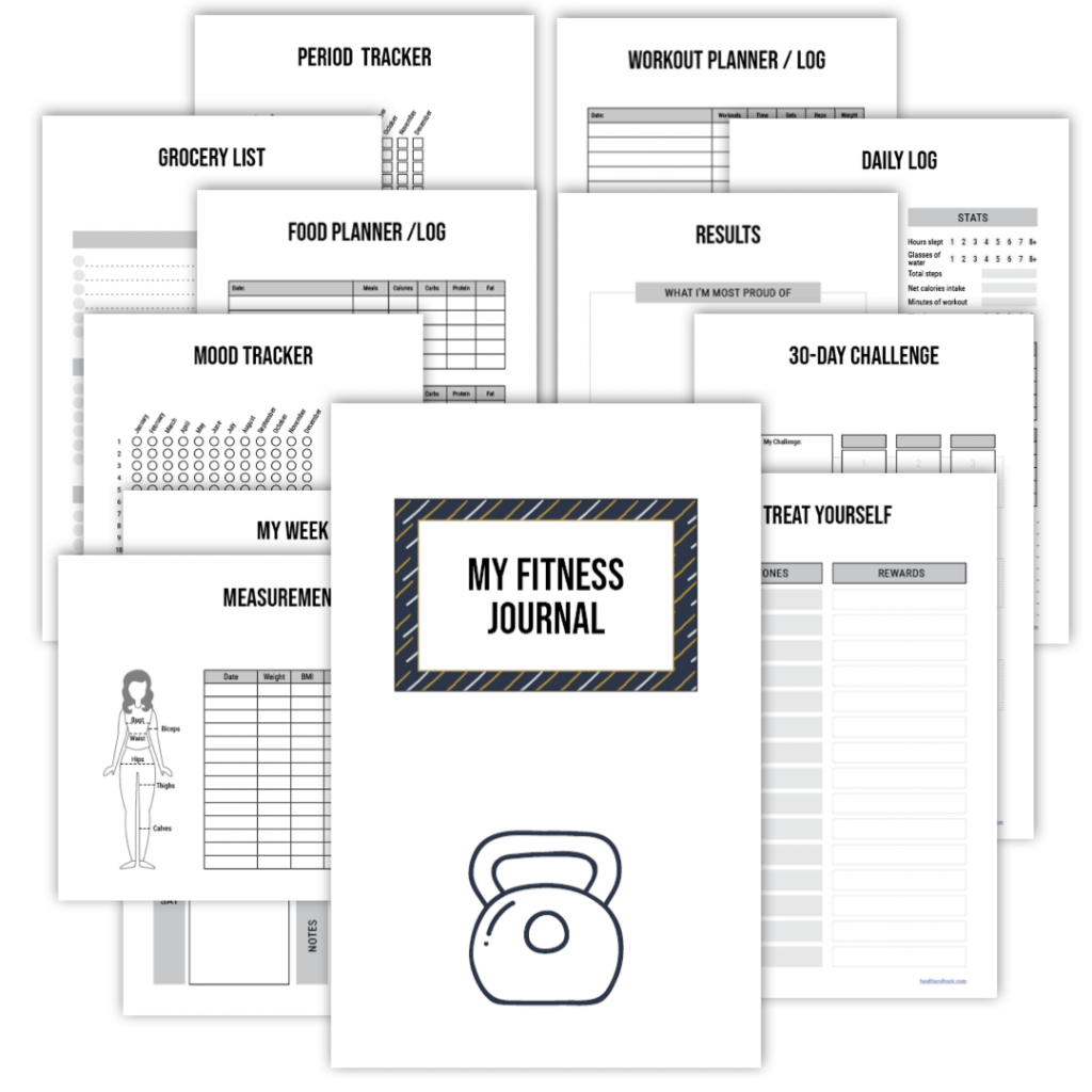 Printable Fitness Planner and Exercise Guide Bundle Floral Health
