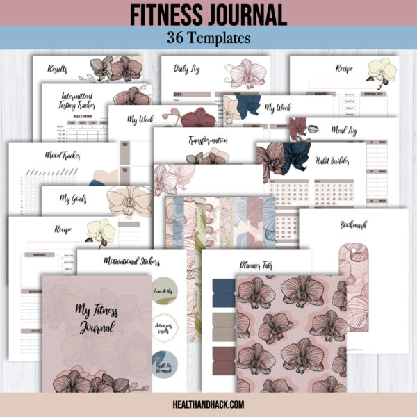Printable Fitness Planner and Exercise Guide Bundle - Orchid - Image 2