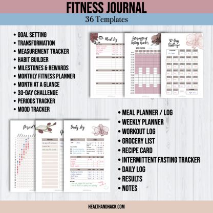 Printable Fitness Planner and Exercise Guide Bundle - Orchid - Image 3