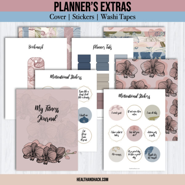Printable Fitness Planner and Exercise Guide Bundle - Orchid - Image 6
