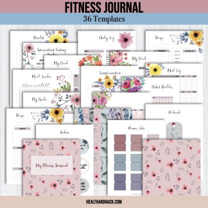 Printable Fitness Planner and Exercise Guide Bundle - Floral - Image 2
