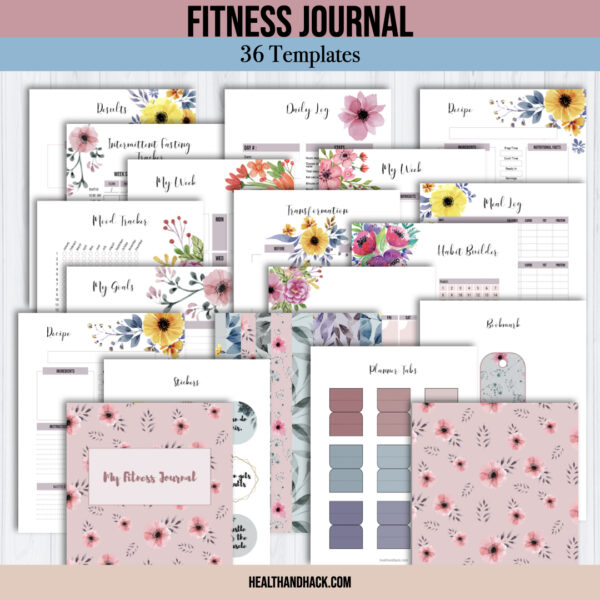Printable Fitness Planner and Exercise Guide Bundle - Floral - Image 2