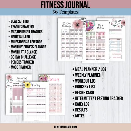 Printable Fitness Planner and Exercise Guide Bundle - Floral - Image 3