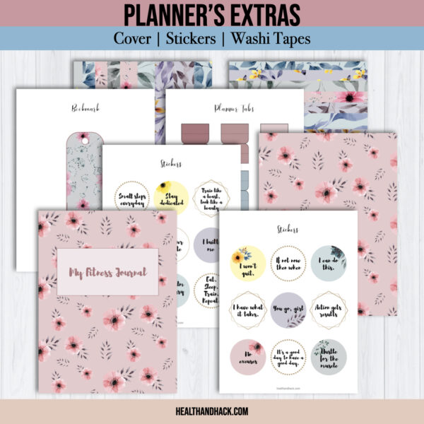 Printable Fitness Planner and Exercise Guide Bundle - Floral - Image 6