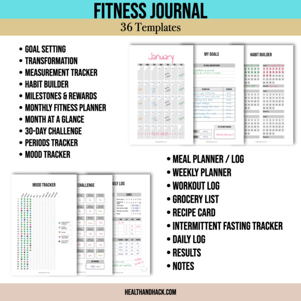 Printable Fitness Planner and Exercise Guide Bundle - Minimalist - Image 3