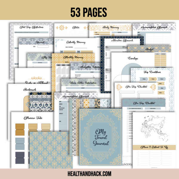 Printable Travel Journal - Damask - Image 2