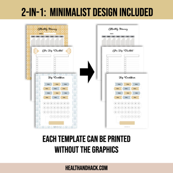 Printable Travel Journal - Damask - Image 3