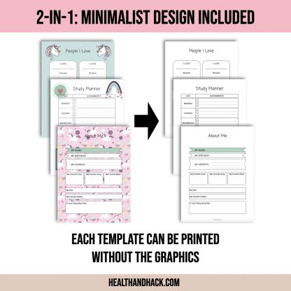 Printable Bullet Journal For Kids - Unicorns - Image 3