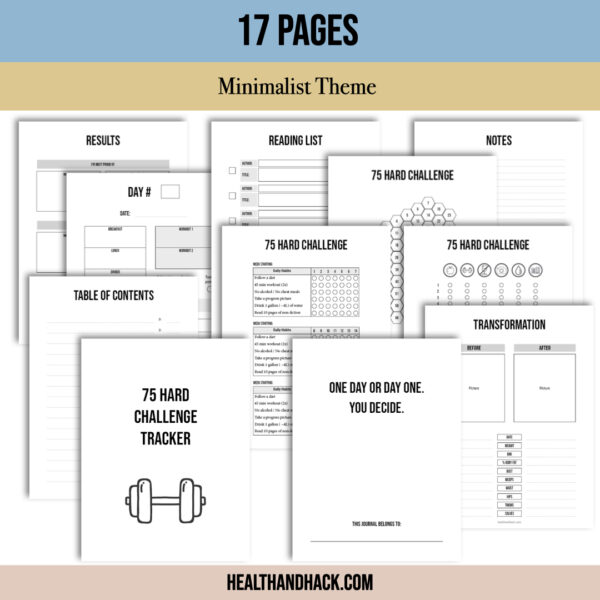 Printable 75-Day-Hard Challenge Tracker - Minimalist - Image 2