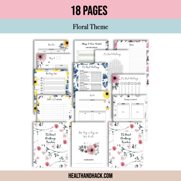 Printable 75-Day-Hard Challenge Tracker - Floral - Image 2