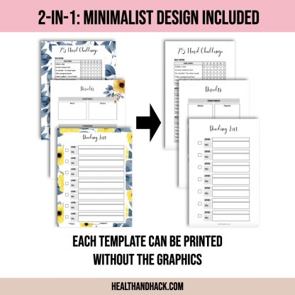 Printable 75-Day-Hard Challenge Tracker - Floral - Image 4