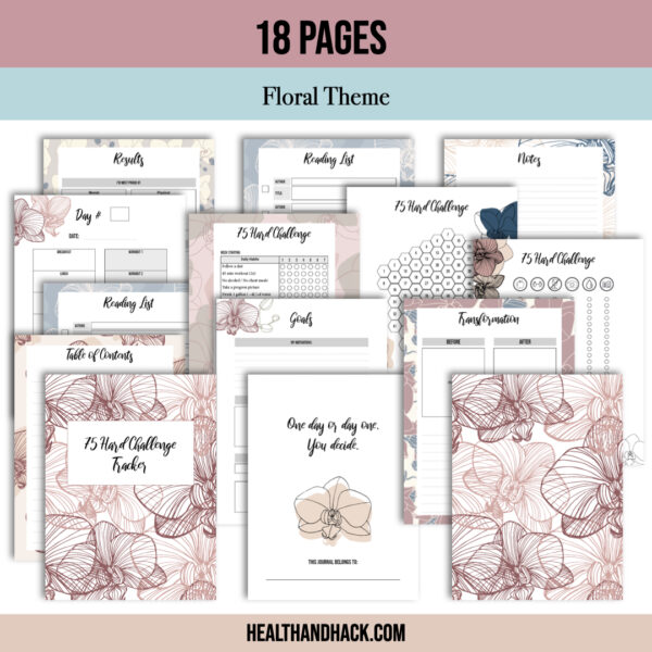 Printable 75-Day-Hard Challenge Tracker - Orchids - Image 2