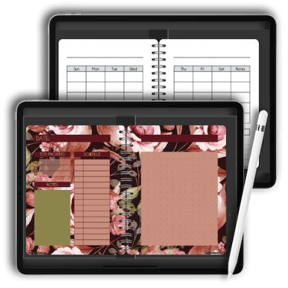 digital undated planners floral